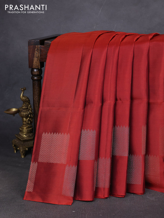Pure soft silk saree maroon with woven buttas and zari woven butta border