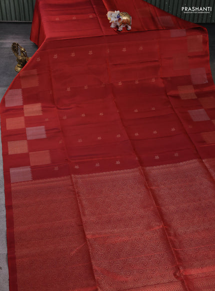 Pure soft silk saree maroon with woven buttas and zari woven butta border