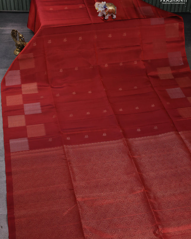 Pure soft silk saree maroon with woven buttas and zari woven butta border