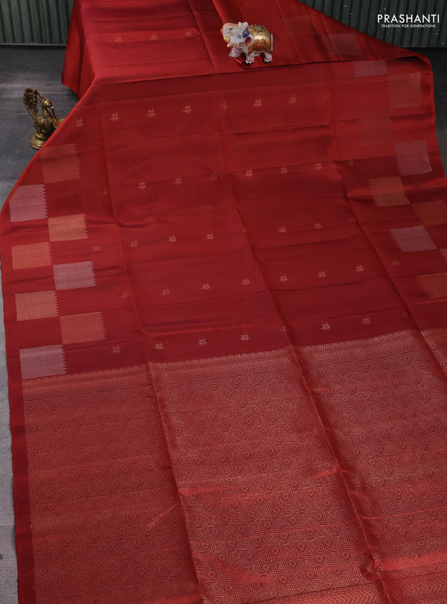 Pure soft silk saree maroon with woven buttas and zari woven butta border