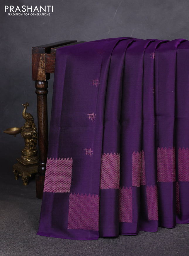 Pure soft silk saree violet with woven buttas and zari woven butta border