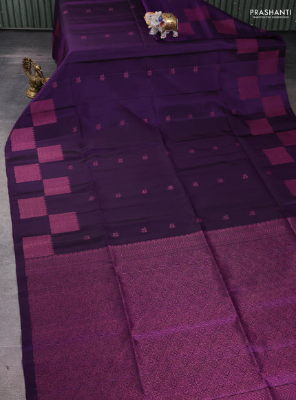 Pure soft silk saree violet with woven buttas and zari woven butta border