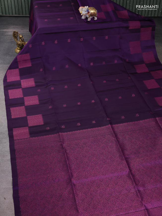 Pure soft silk saree violet with woven buttas and zari woven butta border