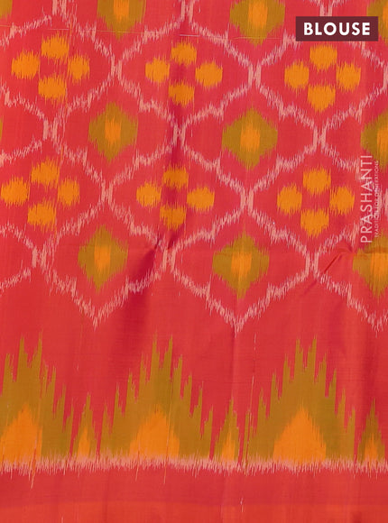 Pure soft silk saree navy blue and dual shade of pinkish orange with zari woven floral buttas in borderless style