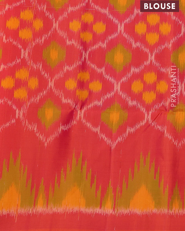 Pure soft silk saree navy blue and dual shade of pinkish orange with zari woven floral buttas in borderless style