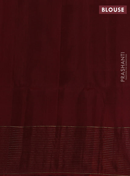 Pure soft silk saree elaichi green and maroon with woven buttas and zari checked border