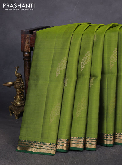 Pure soft silk saree mehendi green and green with zari woven buttas and zari woven border