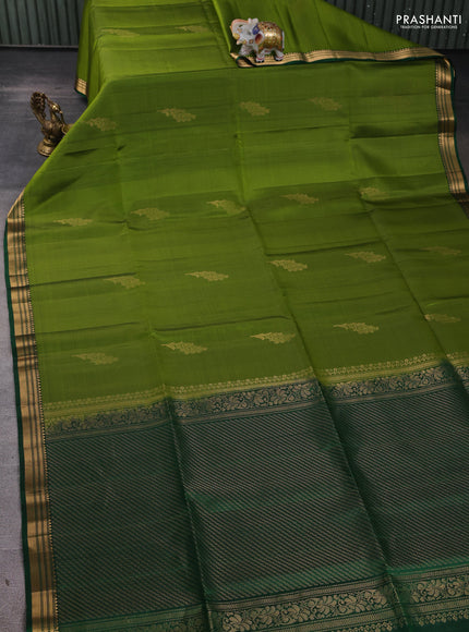 Pure soft silk saree mehendi green and green with zari woven buttas and zari woven border
