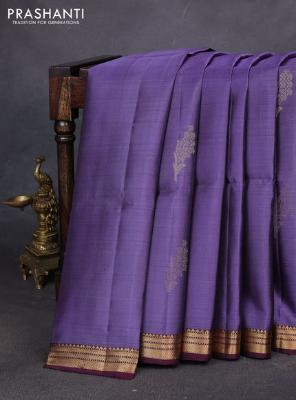 Pure soft silk saree lavender and wine shade with zari woven buttas and zari woven border