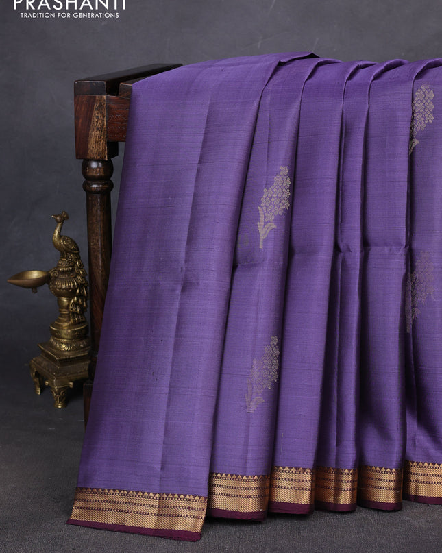 Pure soft silk saree lavender and wine shade with zari woven buttas and zari woven border