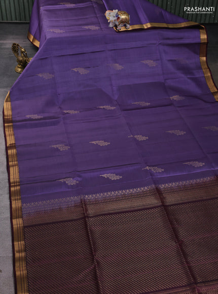 Pure soft silk saree lavender and wine shade with zari woven buttas and zari woven border