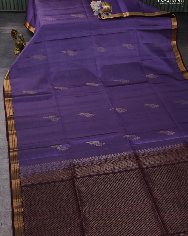 Pure soft silk saree lavender and wine shade with zari woven buttas and zari woven border