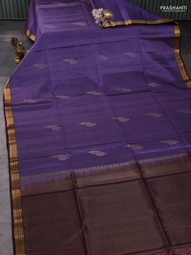 Pure soft silk saree lavender and wine shade with zari woven buttas and zari woven border