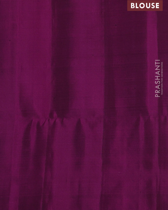 Pure soft silk saree mustard yellow and magenta pink with allover zari weaves and temple design butta border