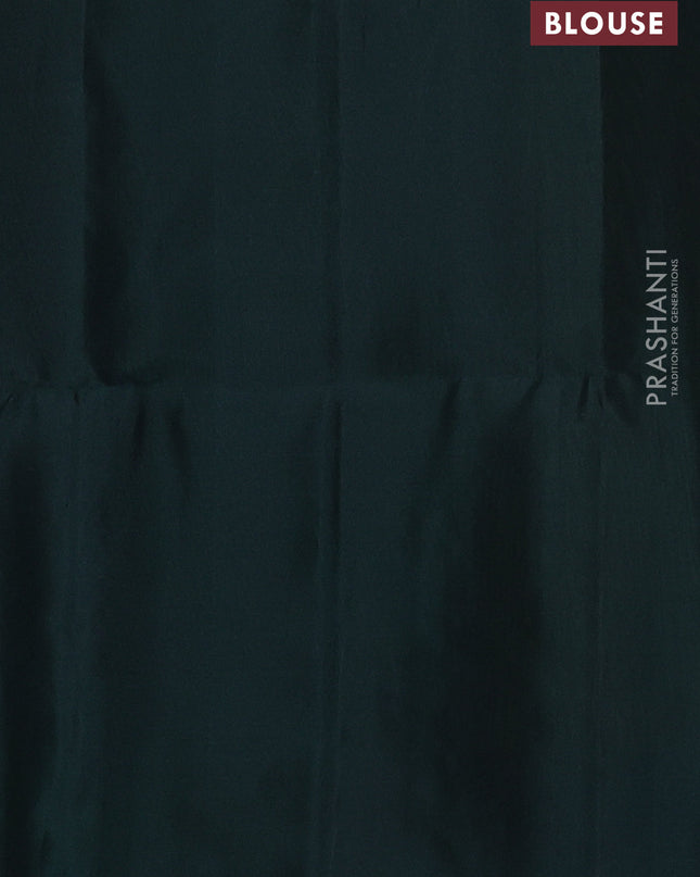 Pure soft silk saree light green and dark green with allover zari weaves and temple design butta border