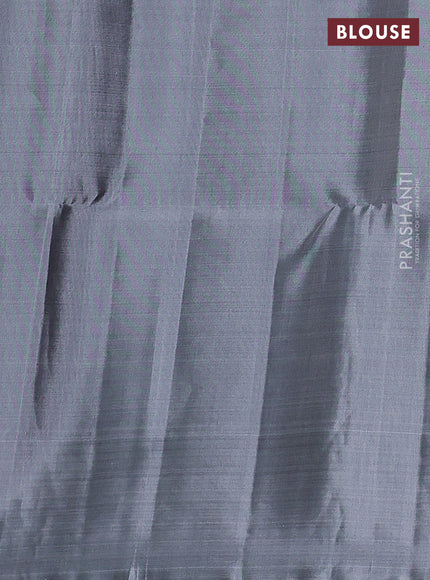Pure soft silk saree purple and grey with allover zari weaves and temple design butta border