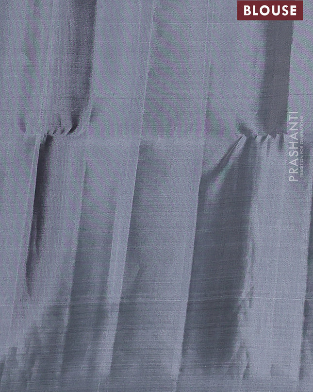 Pure soft silk saree purple and grey with allover zari weaves and temple design butta border