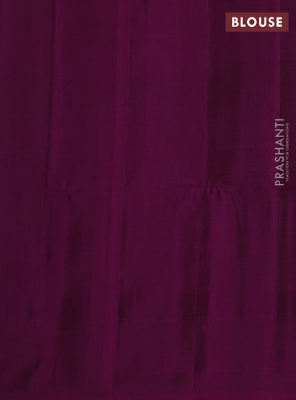 Pure soft silk saree green and magenta pink with allover zari weaves and temple design butta border