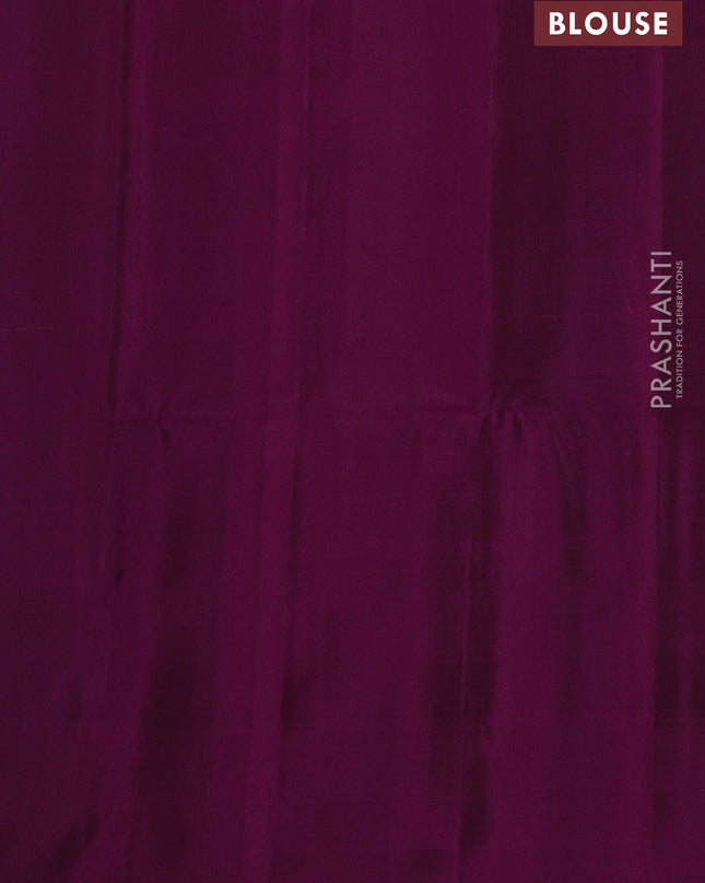 Pure soft silk saree green and magenta pink with allover zari weaves and temple design butta border