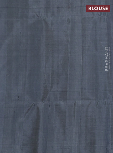 Pure soft silk saree cs blue and grey with allover zari weaves and temple design butta border