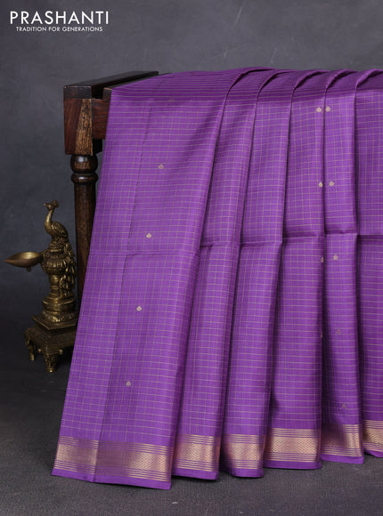 Pure soft silk saree lavender with allover zari checks & buttas and zari woven border