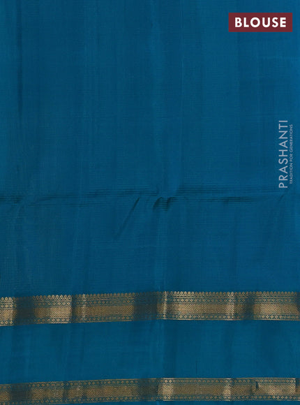 Pure soft silk saree mustard yellow and teal blue with allover zari weaves and rettapet zari woven border