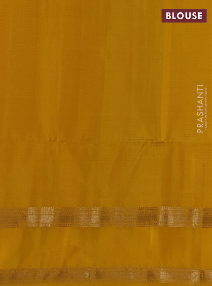 Pure soft silk saree grey and yellow with allover zari weaves and rettapet zari woven border