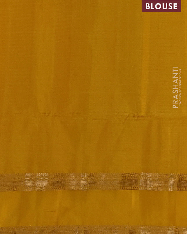Pure soft silk saree grey and yellow with allover zari weaves and rettapet zari woven border