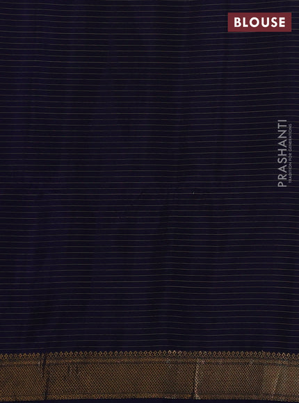 Pure soft silk saree dark blue with allover zari woven checks & buttas and zari woven border