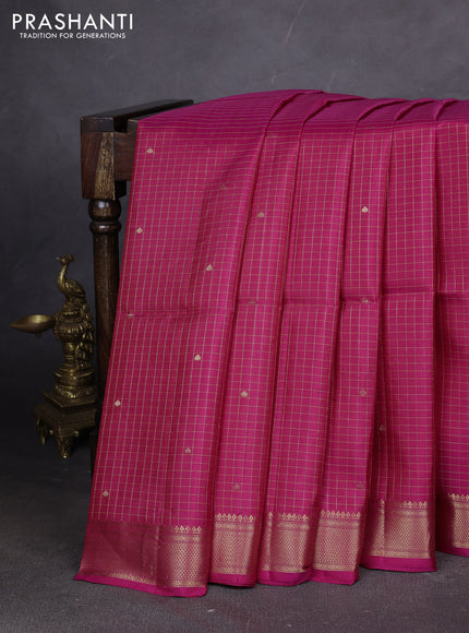 Pure soft silk saree pink with allover zari woven checks & buttas and zari woven border
