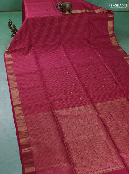 Pure soft silk saree pink with allover zari woven checks & buttas and zari woven border