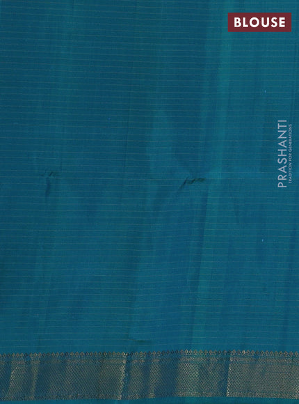 Pure soft silk saree teal blue with allover zari woven checks & buttas and zari woven border