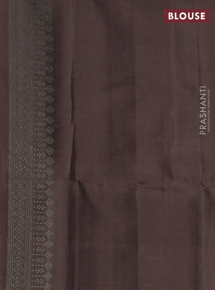 Pure soft silk saree cream and grey with allover stripes pattern & woven buttas in borderless style