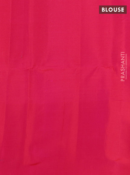 Pure soft silk saree dual shade of pinkish orange with silver zari woven buttas and rich silver zari woven border