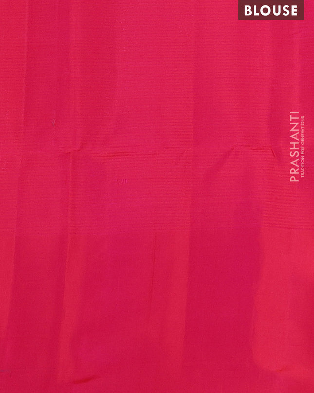 Pure soft silk saree dual shade of pinkish orange with silver zari woven buttas and rich silver zari woven border