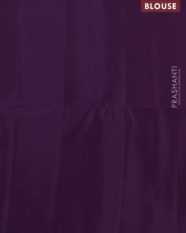 Pure soft silk saree violet with silver zari woven buttas and rich silver zari woven border