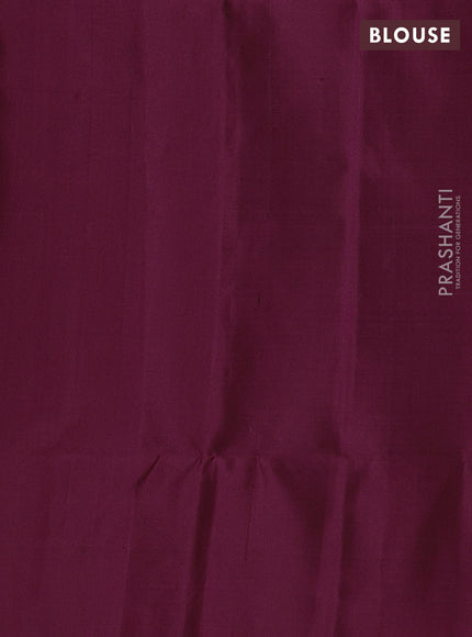 Pure soft silk saree dark magenta pink with silver zari woven buttas and rich silver zari woven border