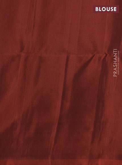 Pure soft silk saree rust shade with silver zari woven buttas and rich silver zari woven border