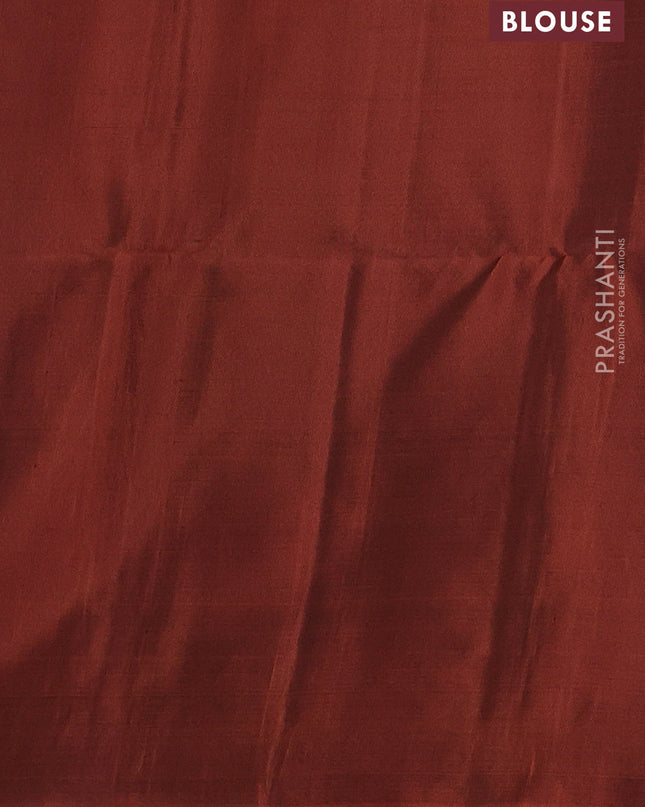 Pure soft silk saree rust shade with silver zari woven buttas and rich silver zari woven border