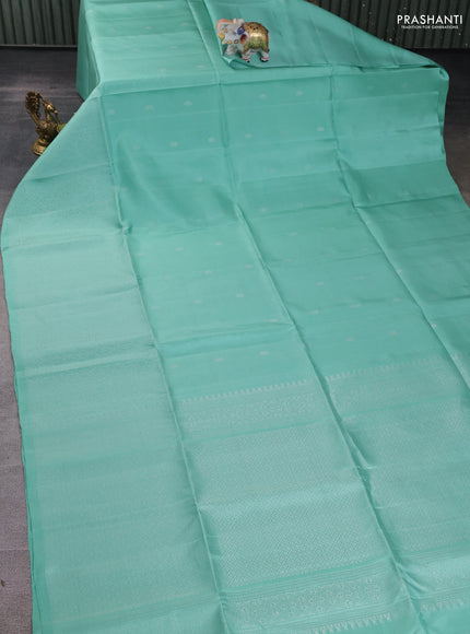 Pure soft silk saree pastel shade with silver zari woven buttas and rich silver zari woven border