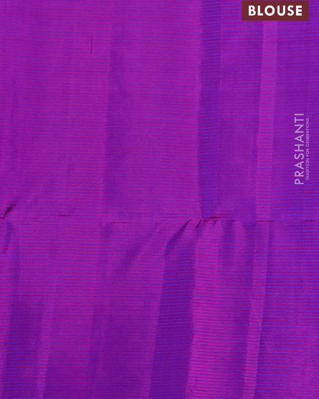 Pure soft silk saree royal blue and purple with allover zari stripes pattern and rich zari woven border