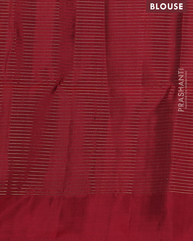 Pure soft silk saree elaichi green and maroon with allover zari stripes pattern and simple border