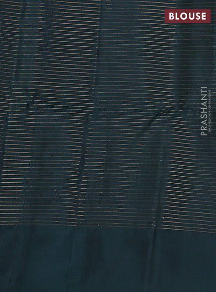Pure soft silk saree violet and dark green with allover zari stripes pattern and simple border
