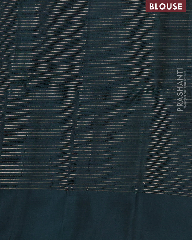 Pure soft silk saree violet and dark green with allover zari stripes pattern and simple border