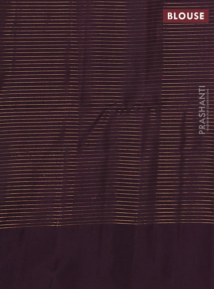 Pure soft silk saree rustic orange and deep jamun with allover zari stripes pattern and simple border