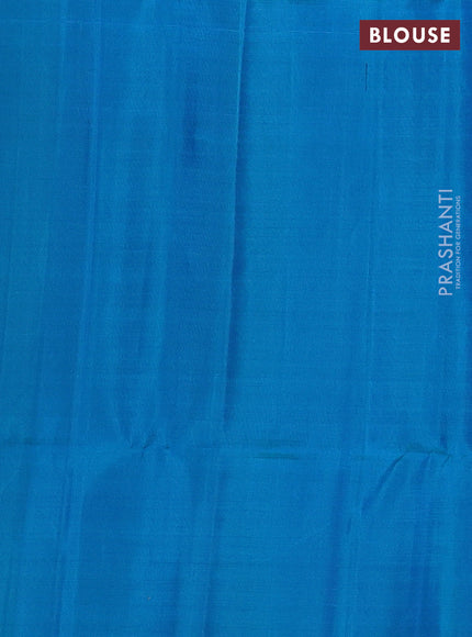 Pure soft silk saree dual shade of pinkish orange and cs blue with allover zari weaves and simple border