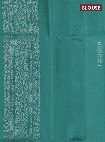 Pure soft silk saree pastel green with silver zari woven buttas and rich silver zari woven border