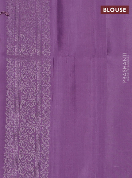 Pure soft silk saree pastel lavender with silver zari woven buttas and rich silver zari woven border