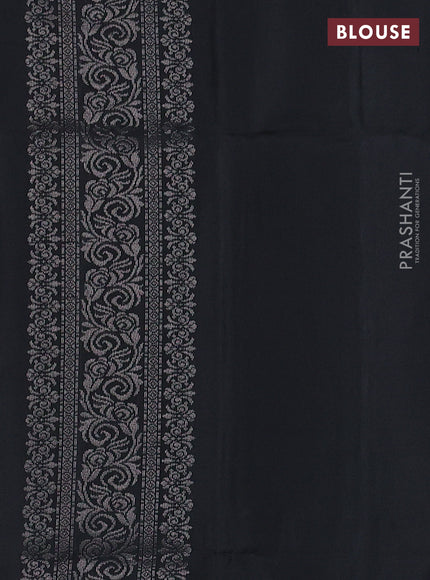 Pure soft silk saree black with silver zari woven buttas and rich silver zari woven border