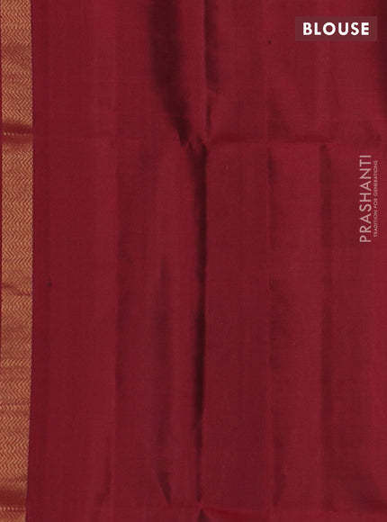 Pure soft silk saree mehendi green and maroon with allover brocade weaves and zari woven border